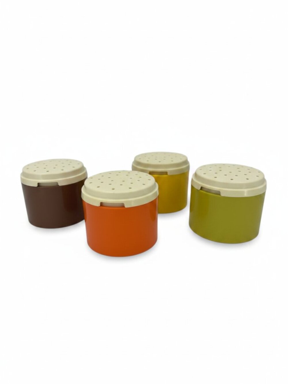 Tupperware 1970s spice shakers harvest stackable 4 pcs containers vintage